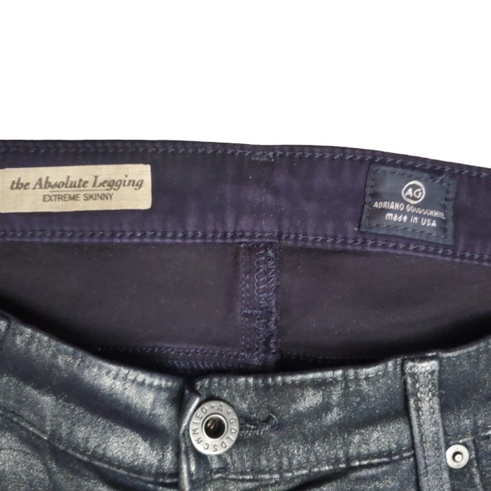 AG The Absolute Legging Coated 32R (Meas 32x29.5 9" Mid Rise) Metallic Jeans A19 - Picture 7 of 11